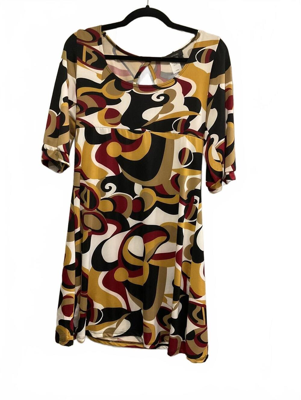 Hypnotik Womens Short Sleeve Multi Color Design Dress Size Large